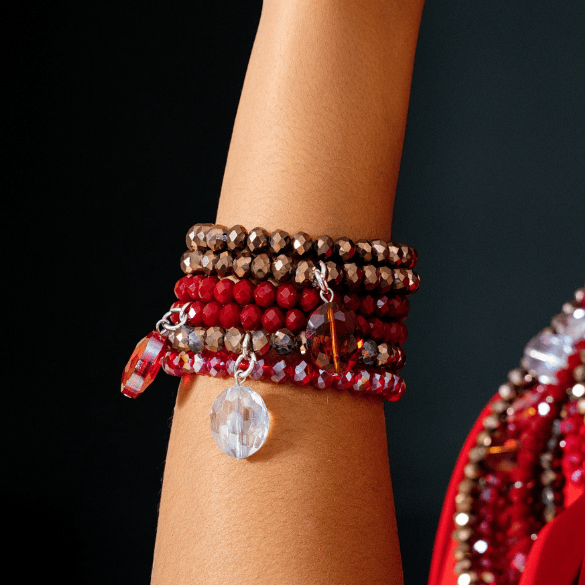 Malia Glass 6pc Stretch Bracelet Stack - Hollidazzle,Bracelets, Sassy Jones,