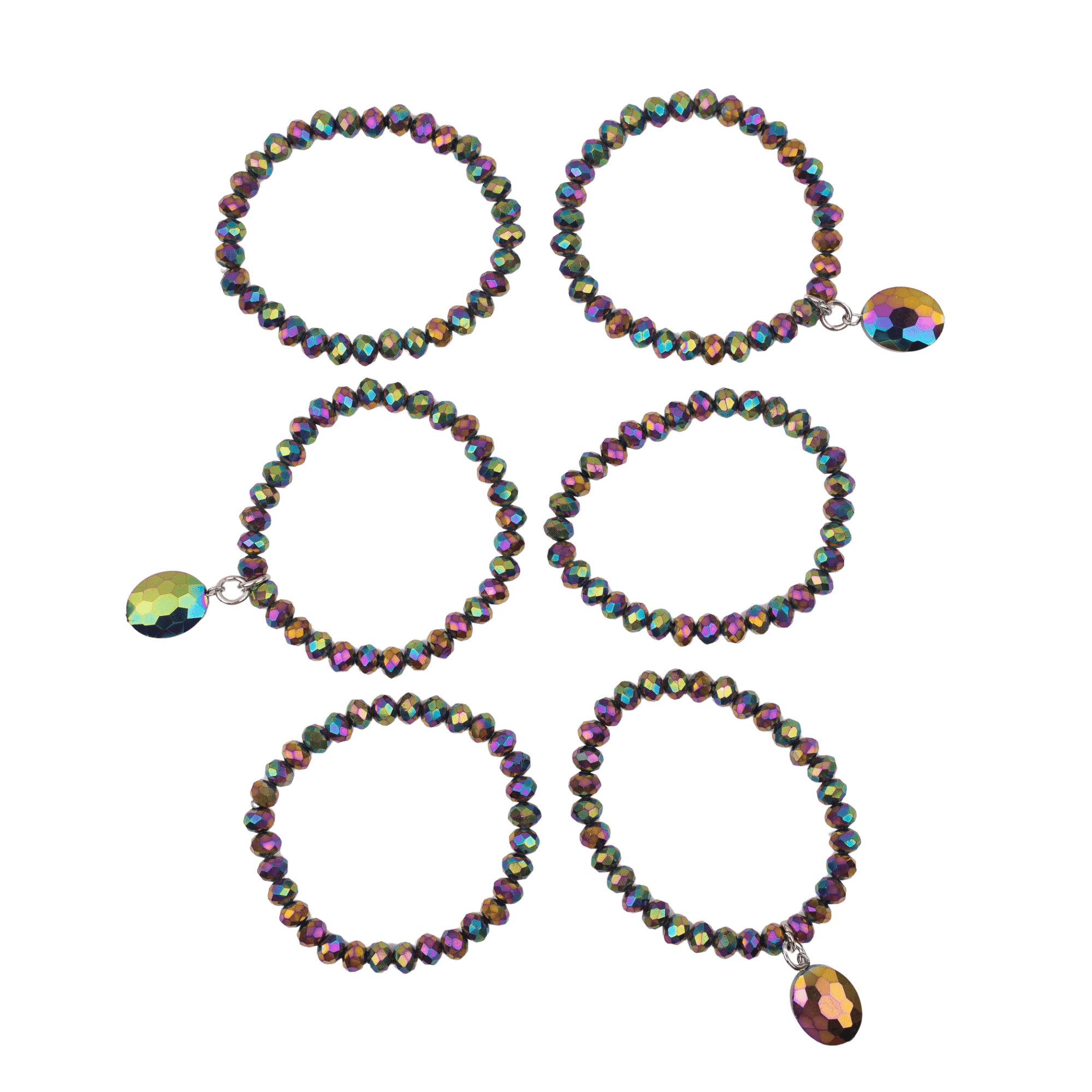 Malia Glass 6pc Stretch Bracelet Stack - Kaleidokiss,Bracelets, Sassy Jones,