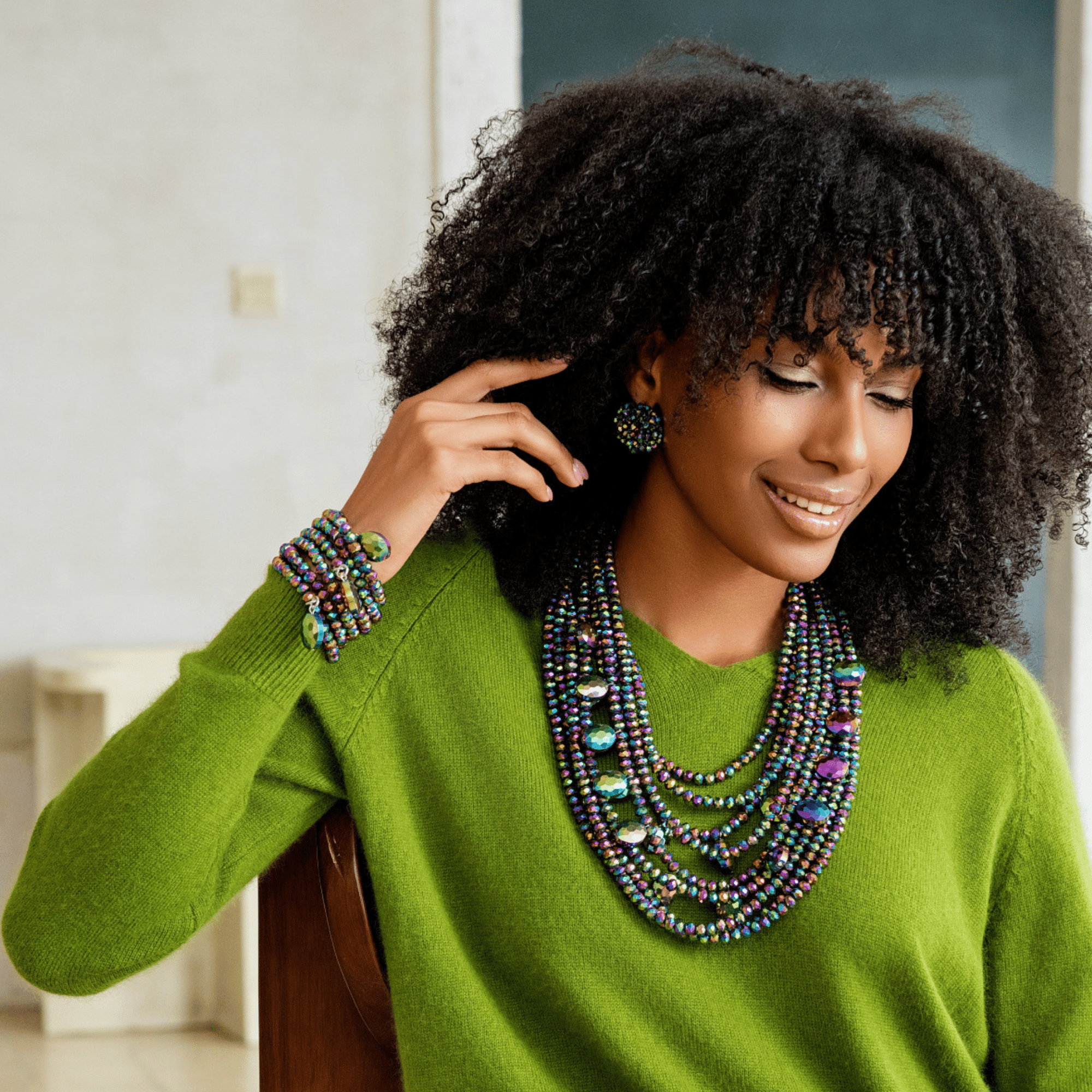 Malia Glass 6pc Stretch Bracelet Stack - Kaleidokiss,Bracelets, Sassy Jones,