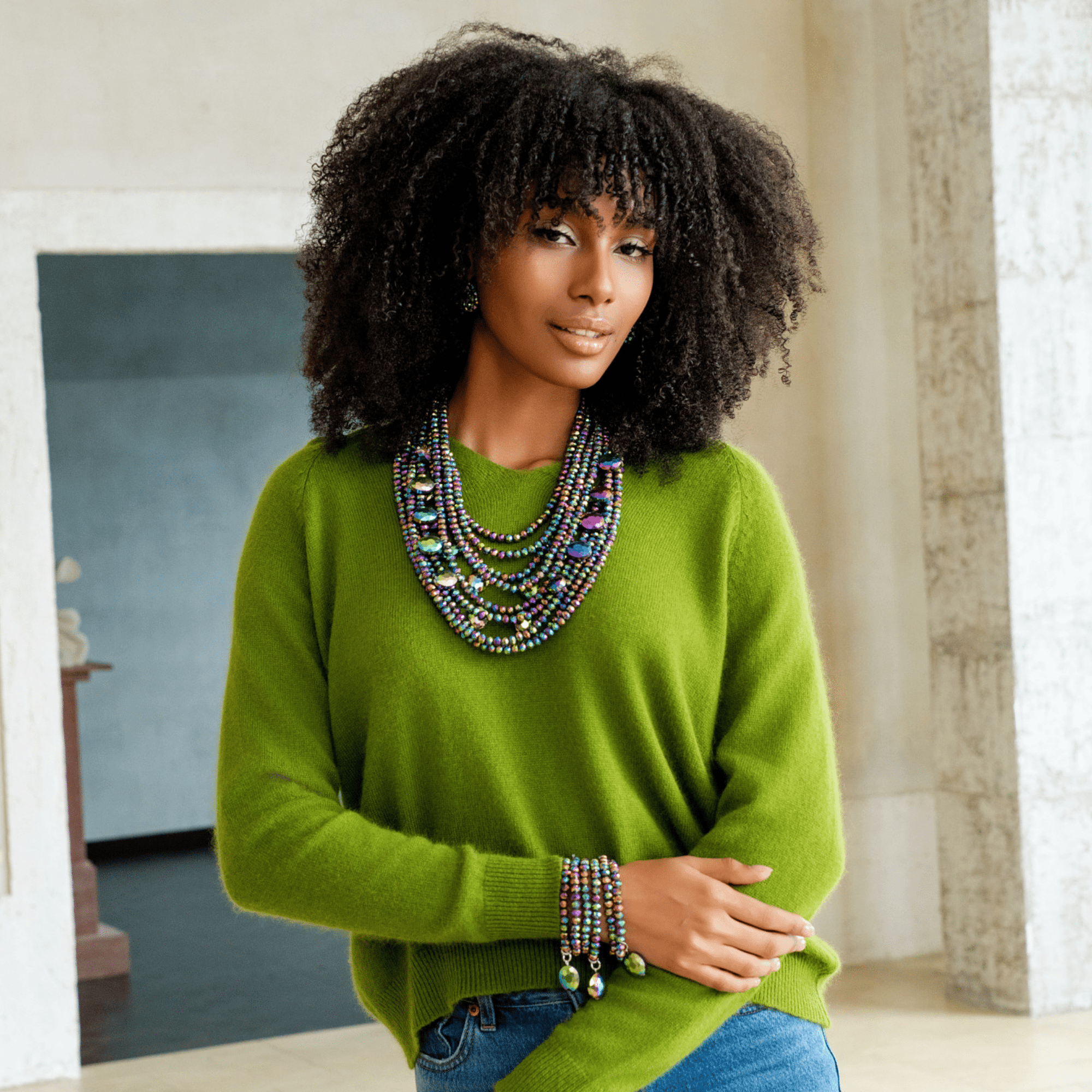 Malia Glass 6pc Stretch Bracelet Stack - Kaleidokiss,Bracelets, Sassy Jones,