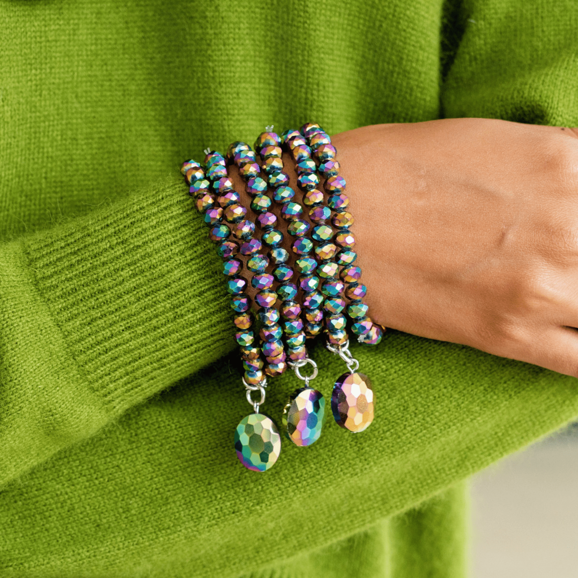 Malia Glass 6pc Stretch Bracelet Stack - Kaleidokiss,Bracelets, Sassy Jones,