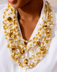 Malia Glass Beaded 2 - in - 1 Necklace - Golden Snowflake,Necklaces, Sassy Jones,