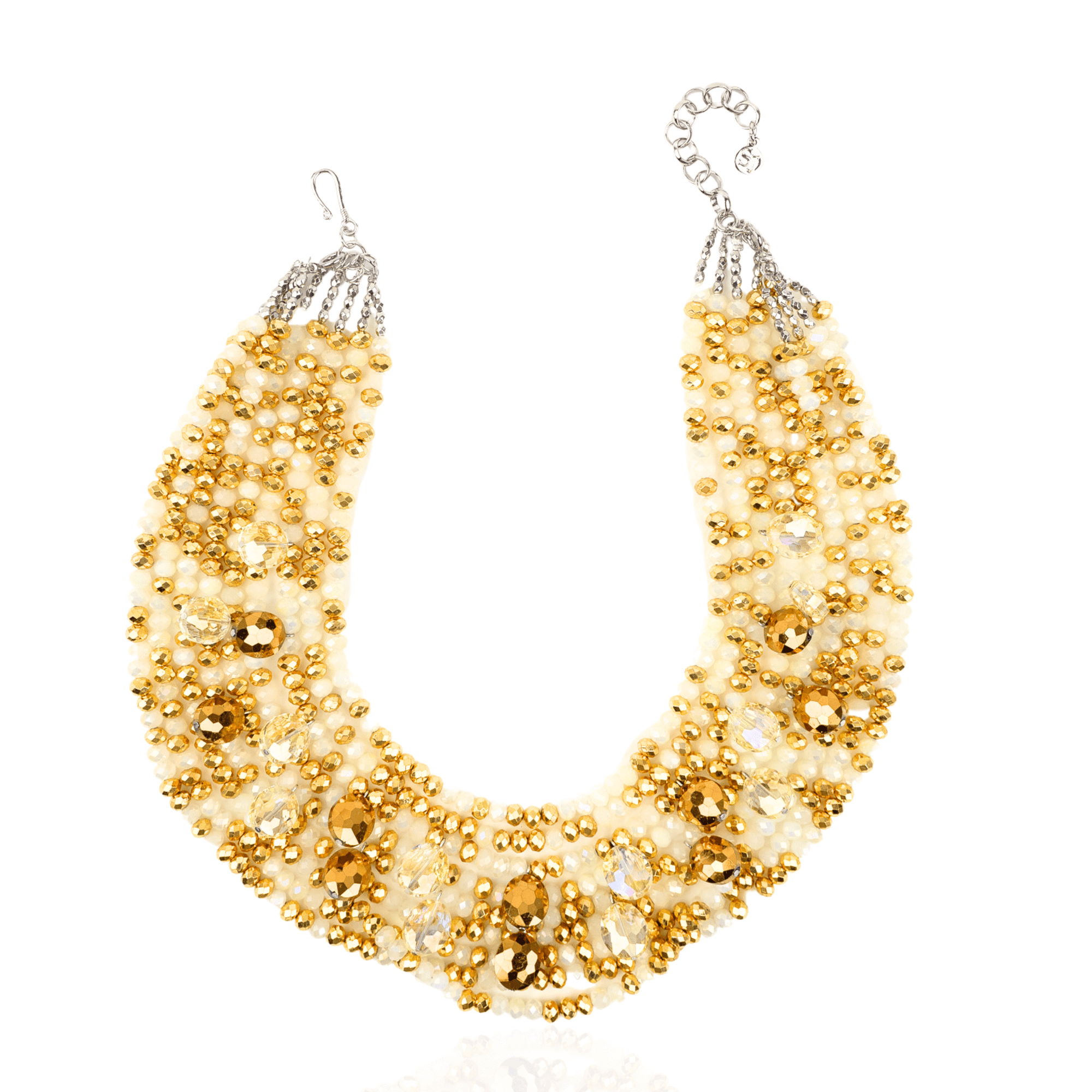 Malia Glass Beaded 2 - in - 1 Necklace - Golden Snowflake,Necklaces, Sassy Jones,