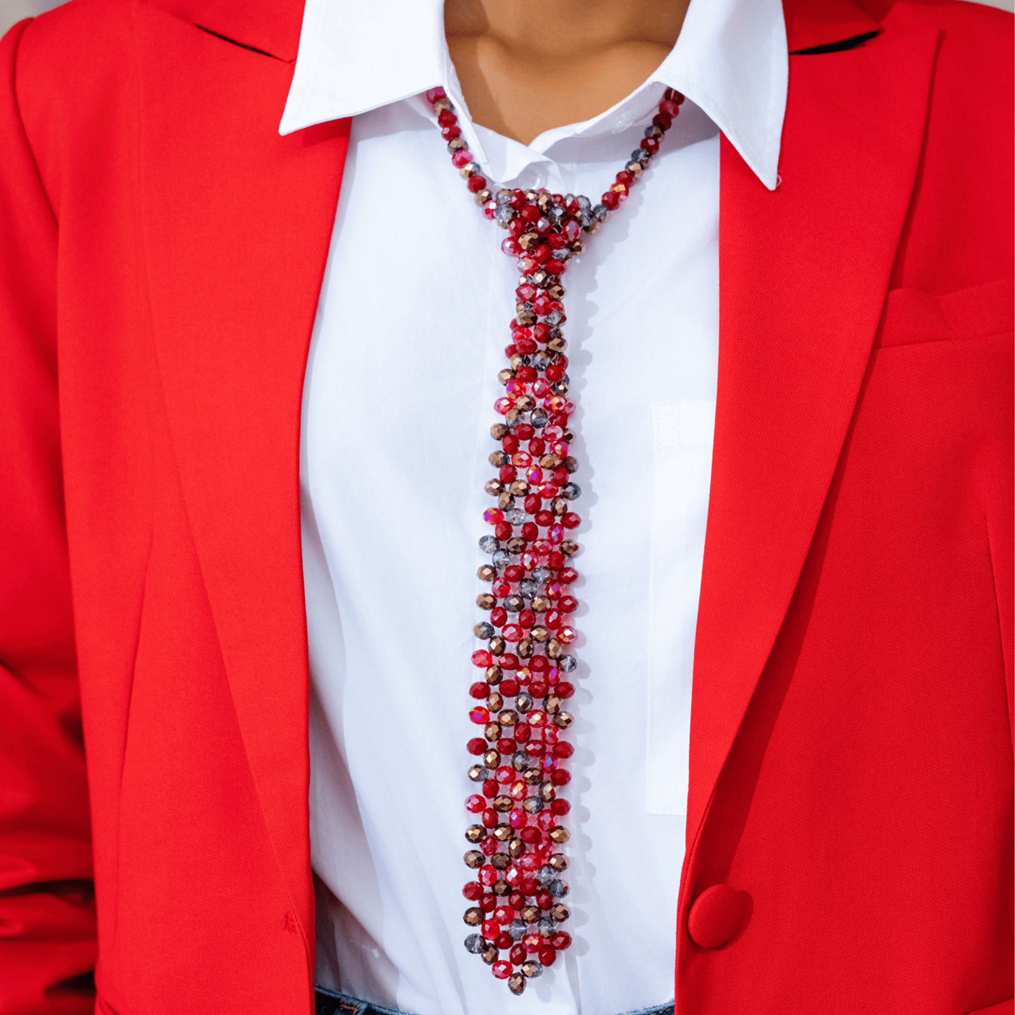 Malia Glass Beaded Necktie - Hollidazzle,Necklaces, Sassy Jones,