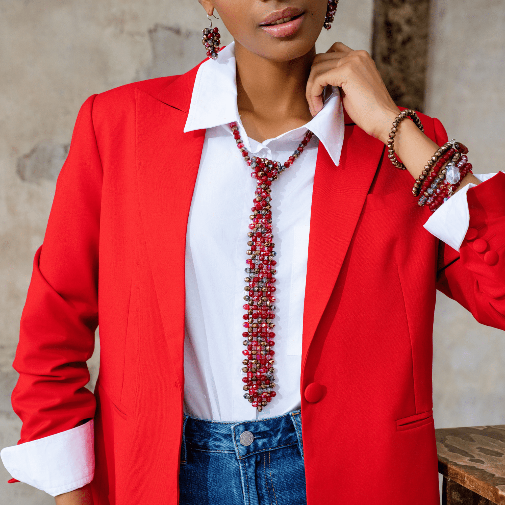 Malia Glass Beaded Necktie - Hollidazzle,Necklaces, Sassy Jones,