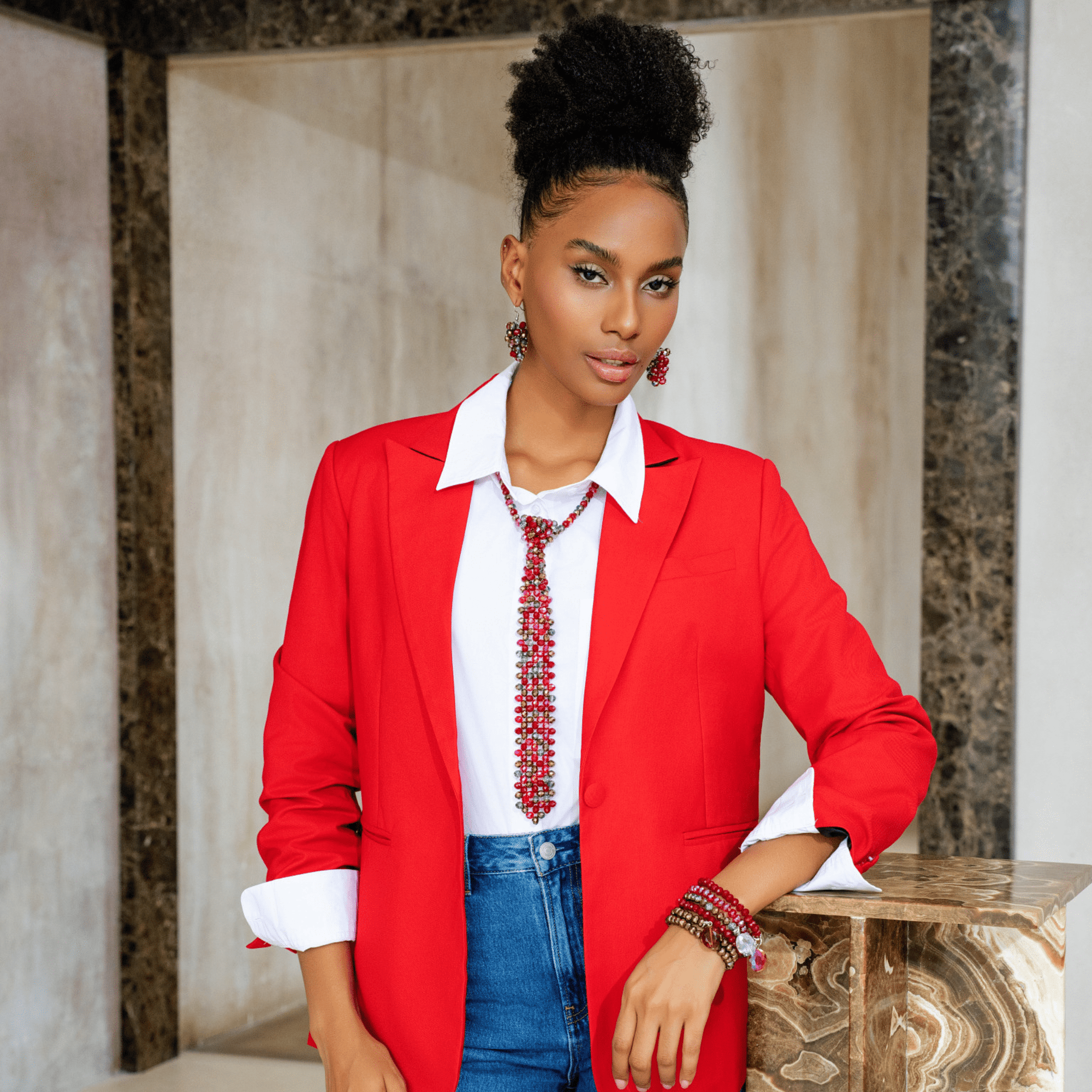 Malia Glass Beaded Necktie - Hollidazzle,Necklaces, Sassy Jones,