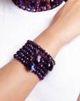 Malia Glass Bracelet Stack - Dark Purple,Bracelets, Sassy Jones,