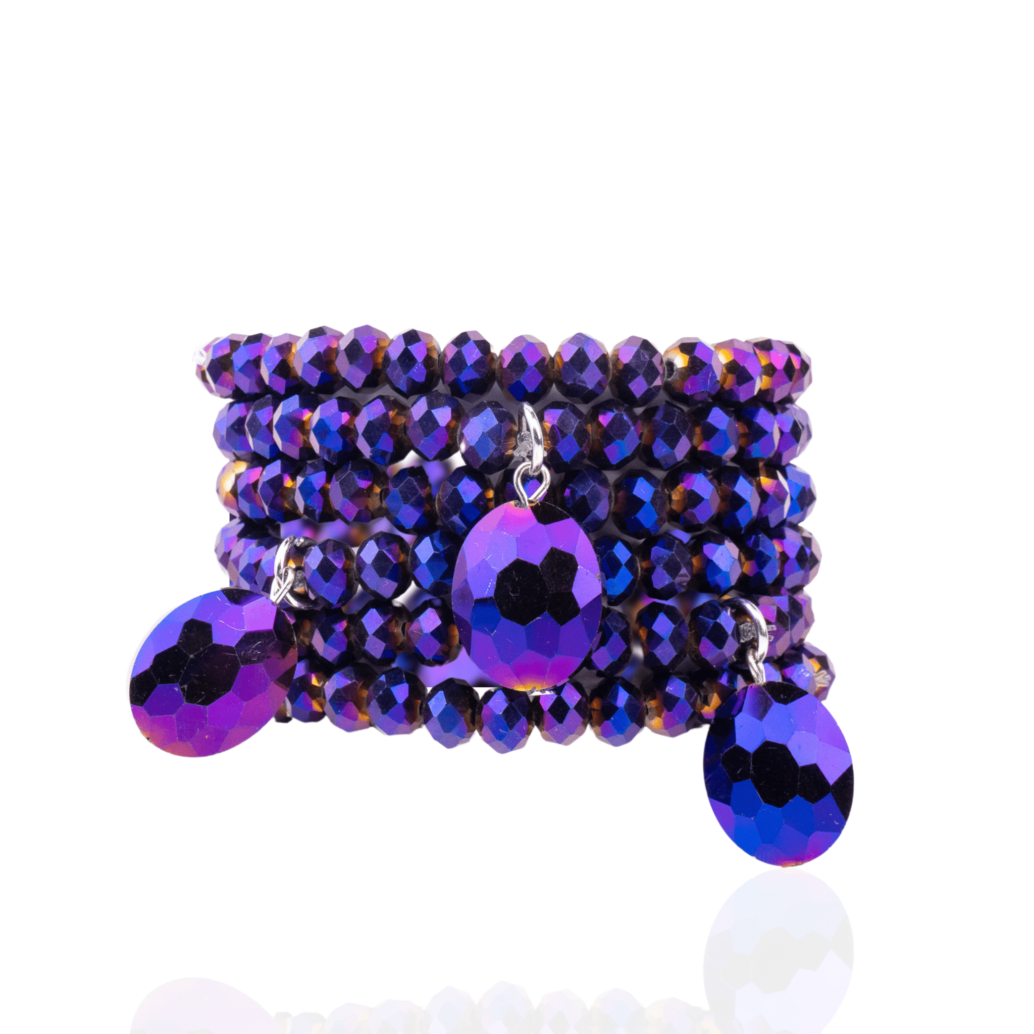 Malia Glass Bracelet Stack - Dark Purple,Bracelets, Sassy Jones,