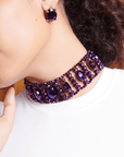 Malia Glass Choker - Dark Purple,Necklaces, Sassy Jones,