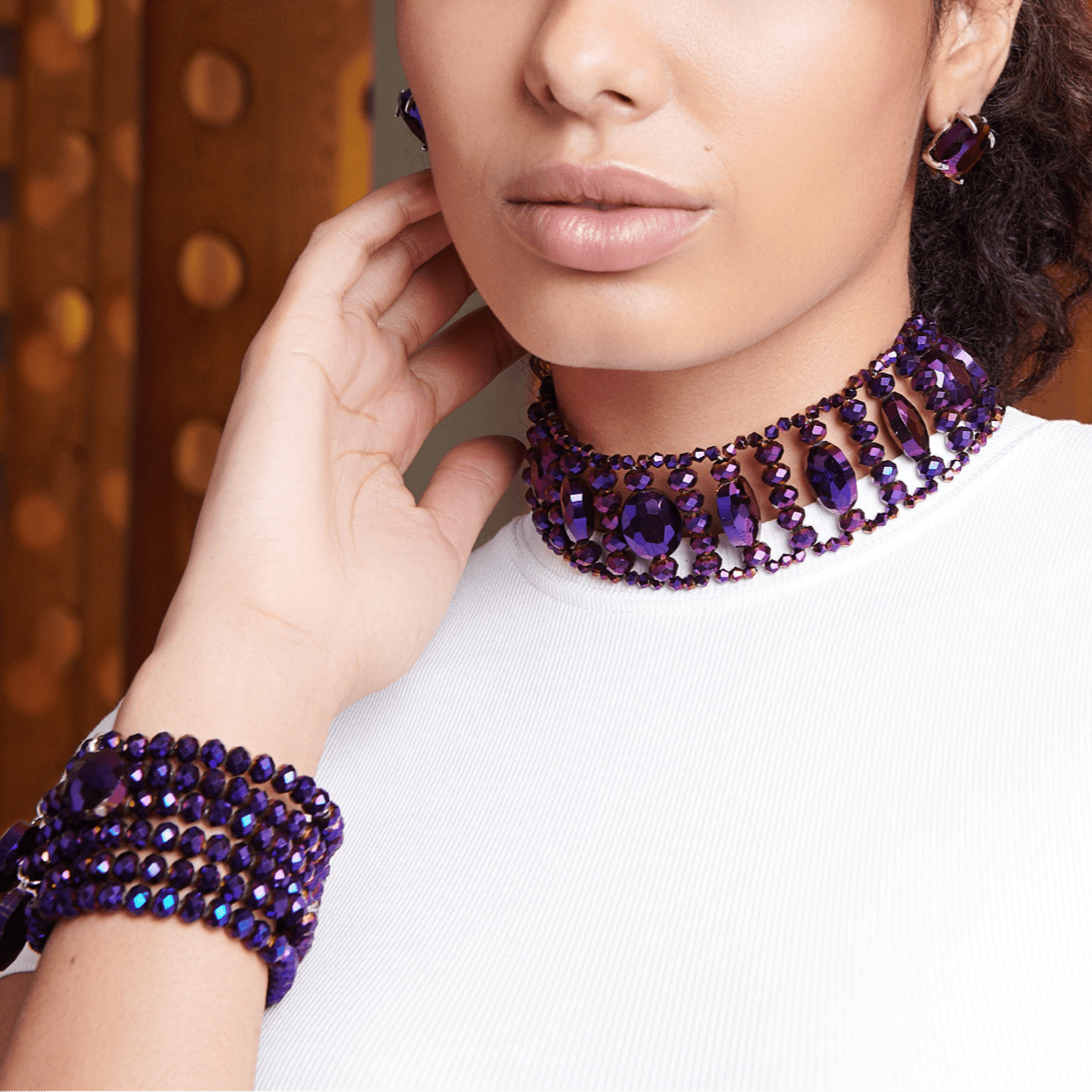 Malia Glass Choker - Dark Purple,Necklaces, Sassy Jones,