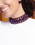 Malia Glass Choker - Dark Purple,Necklaces, Sassy Jones,