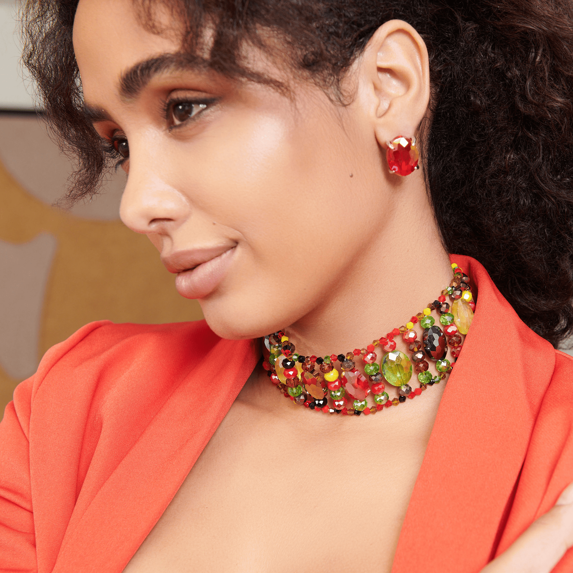 Malia Glass Choker - Rasta,Necklaces, Sassy Jones,