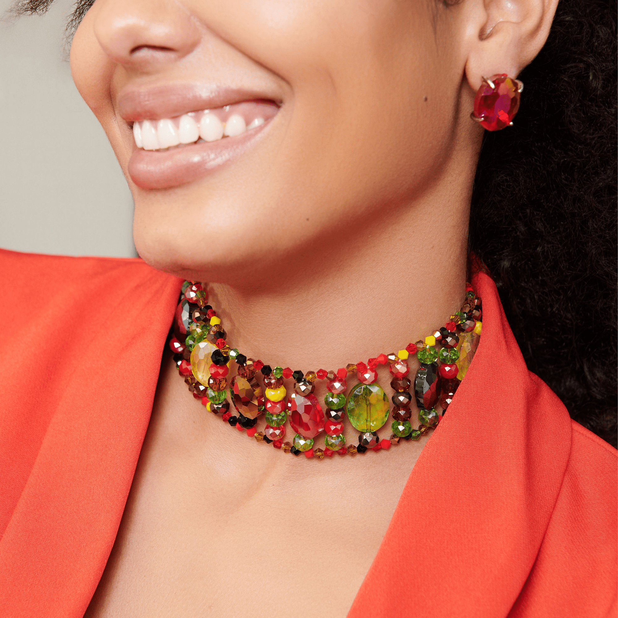 Malia Glass Choker - Rasta,Necklaces, Sassy Jones,