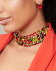 Malia Glass Choker - Rasta,Necklaces, Sassy Jones,