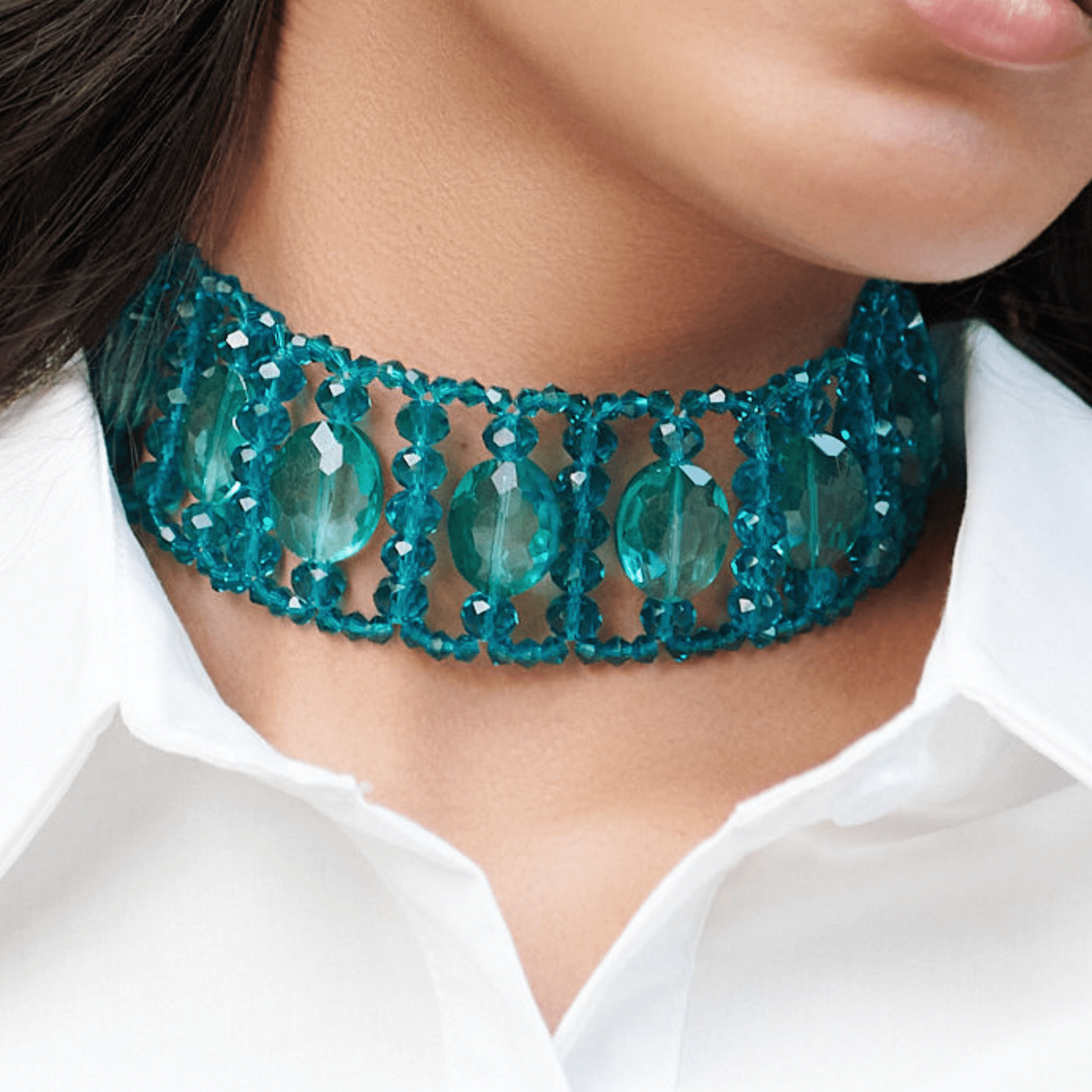 Malia Glass Choker - Turks,Necklaces, Sassy Jones,