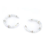 Malia Glass Hoops- Clear Ice, Elevate your style with our Malia Glass Hoops - lightweight hoops iridescent glass beads, wedding jewelry, prom accessories