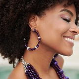 Malia Glass Hoops - Dark Purple