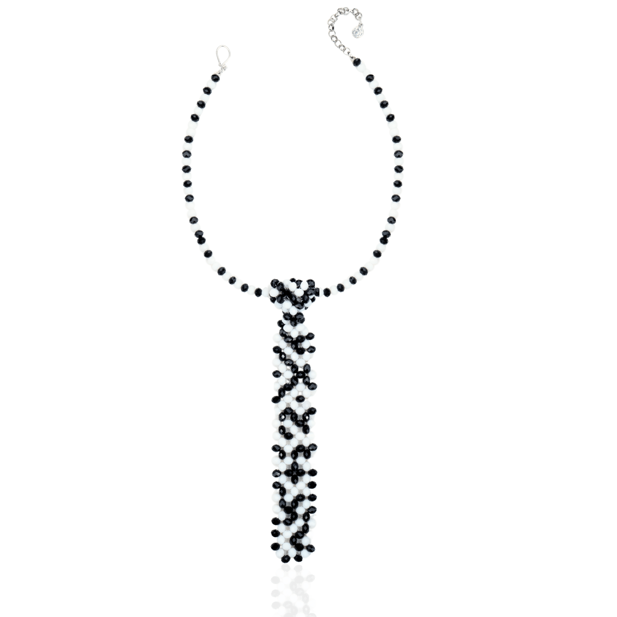 Malia Glass Necktie - B/W (Ships 3/21),Necklaces, Sassy Jones,