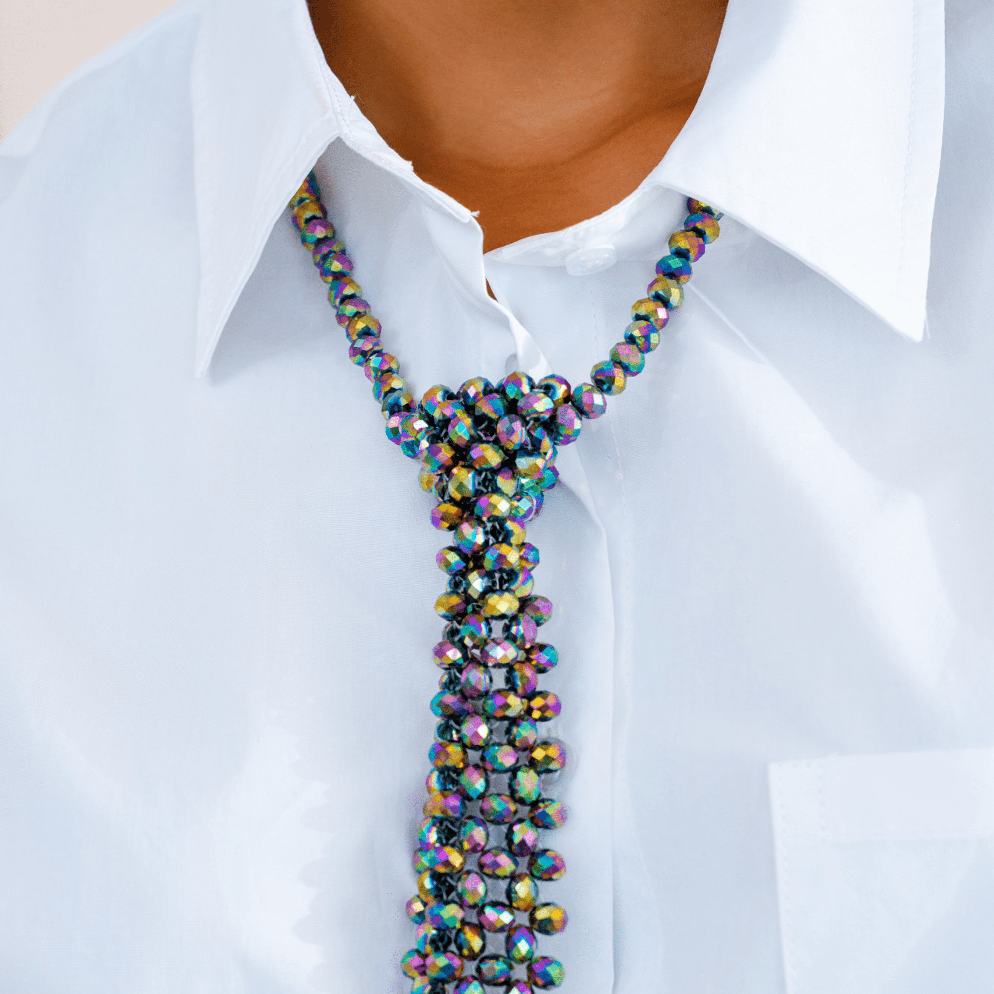 Malia Glass Necktie - Kaleidokiss,Necklaces, Sassy Jones,