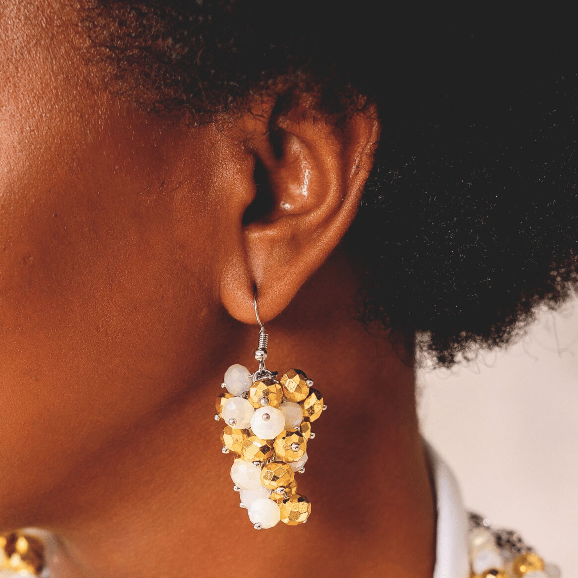 Malia Glass Sparkler Dangles - Golden Snowflake,Earrings, Sassy Jones,