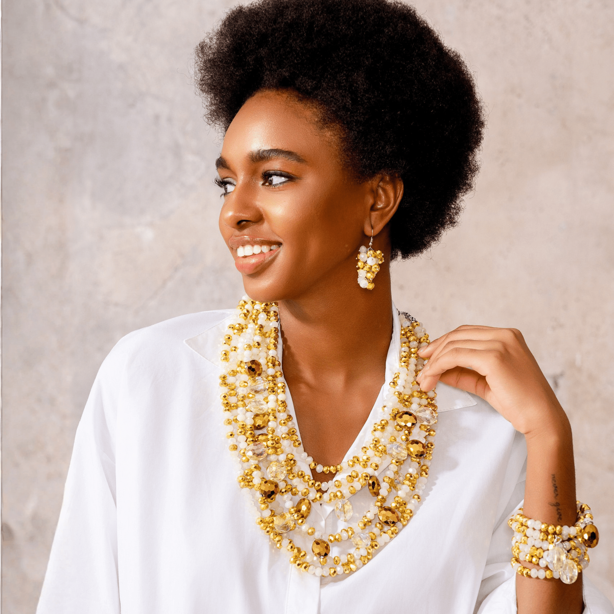 Malia Glass Sparkler Dangles - Golden Snowflake,Earrings, Sassy Jones,