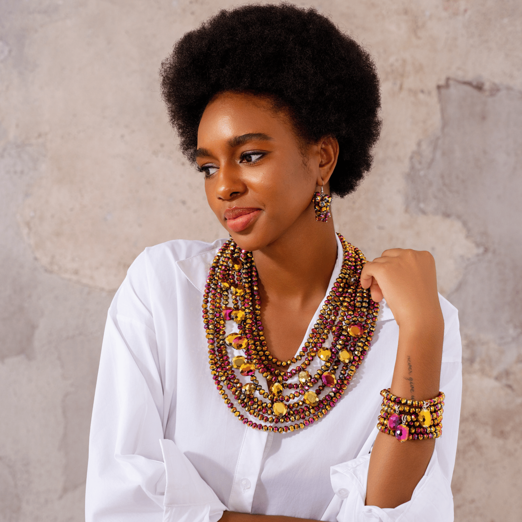 Malia Glass Sparkler Dangles - Rose Cherry Gold,Earrings, Sassy Jones,