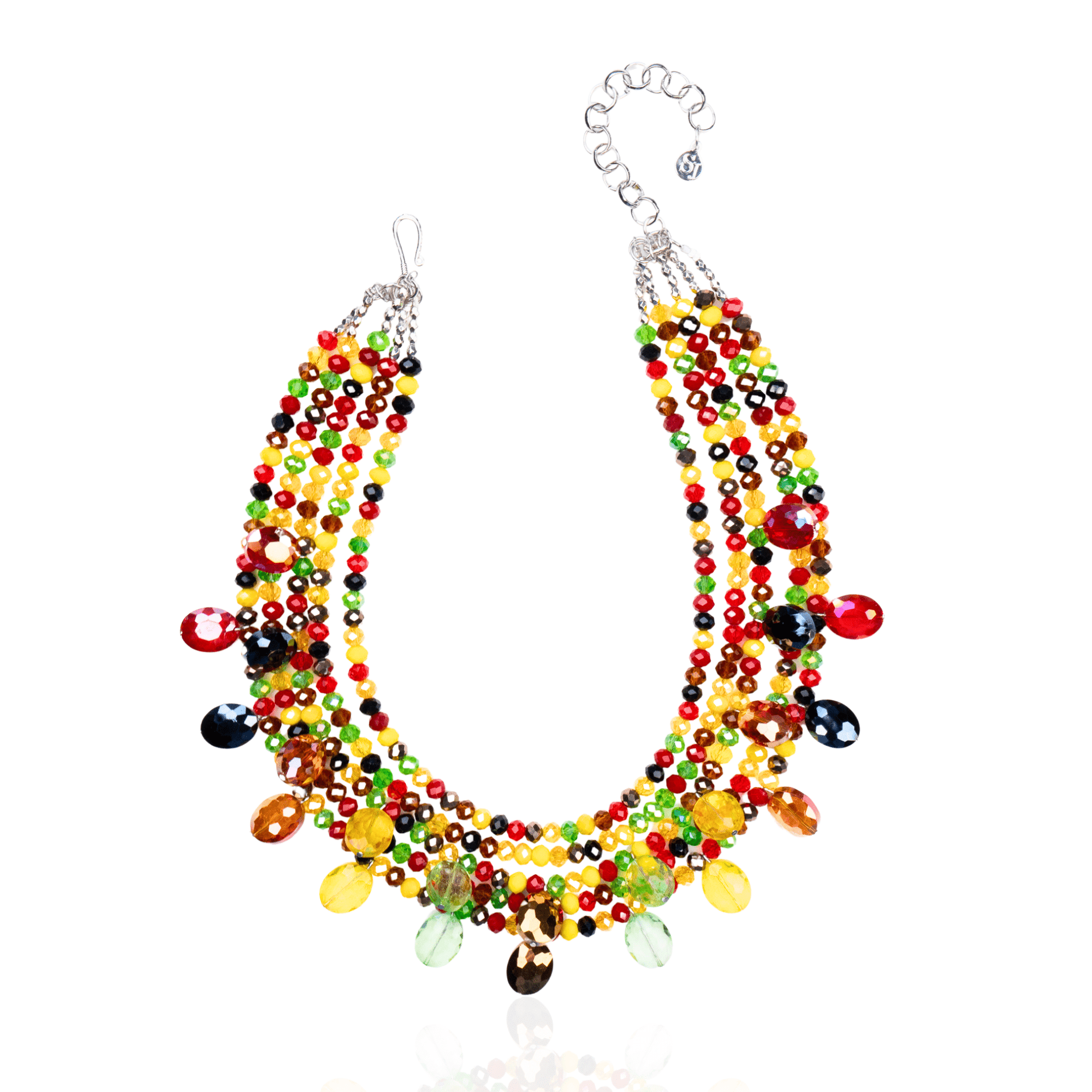 Malia Glass Sparkler Necklace - Rasta,Necklaces, Sassy Jones,