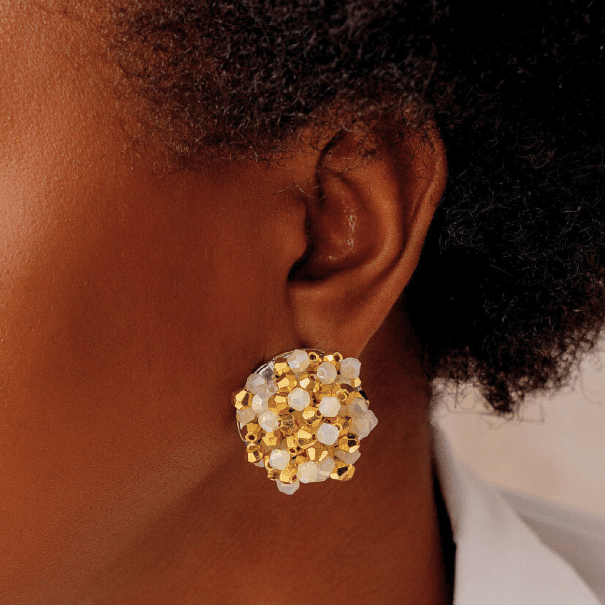 Malia Glass Sparkler Studs - Golden Snowflake,Earrings, Sassy Jones,