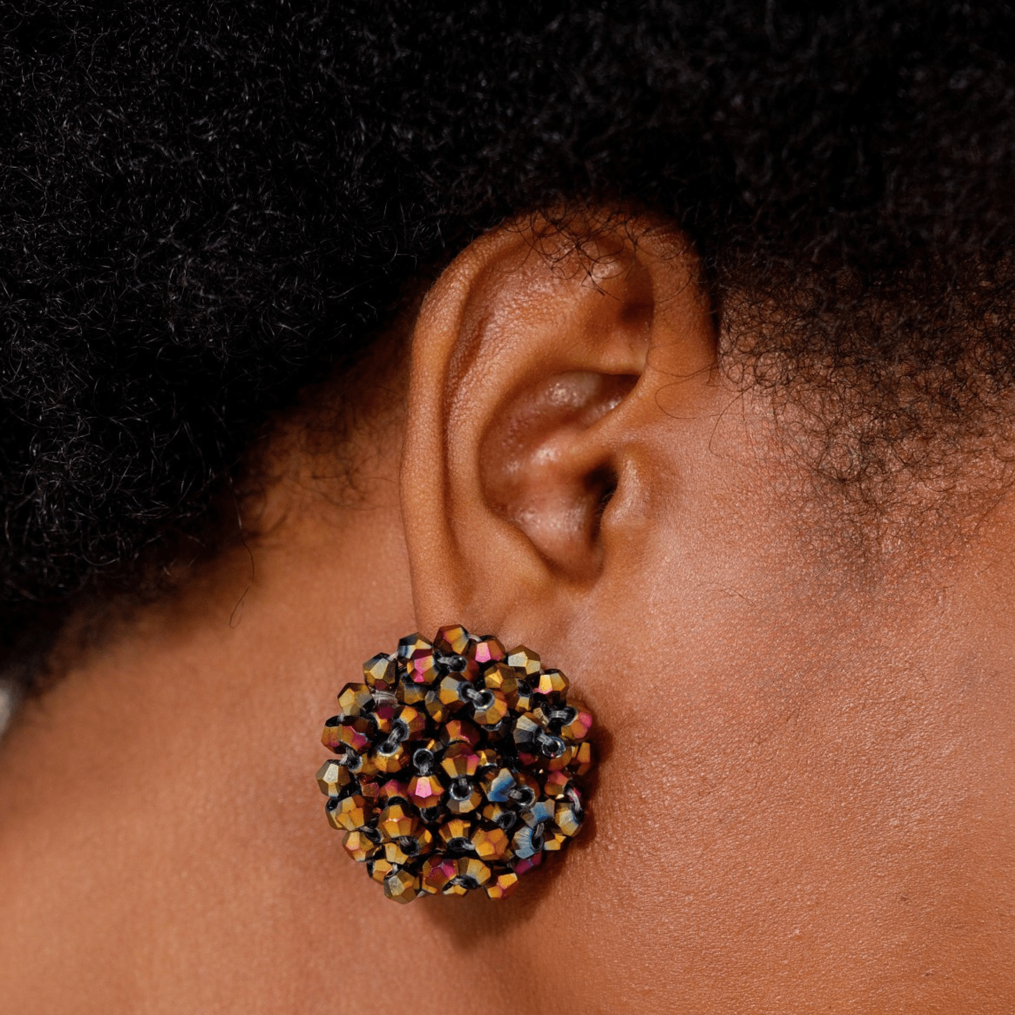 Malia Glass Sparkler Studs - Rose Cherry Gold,Earrings, Sassy Jones,