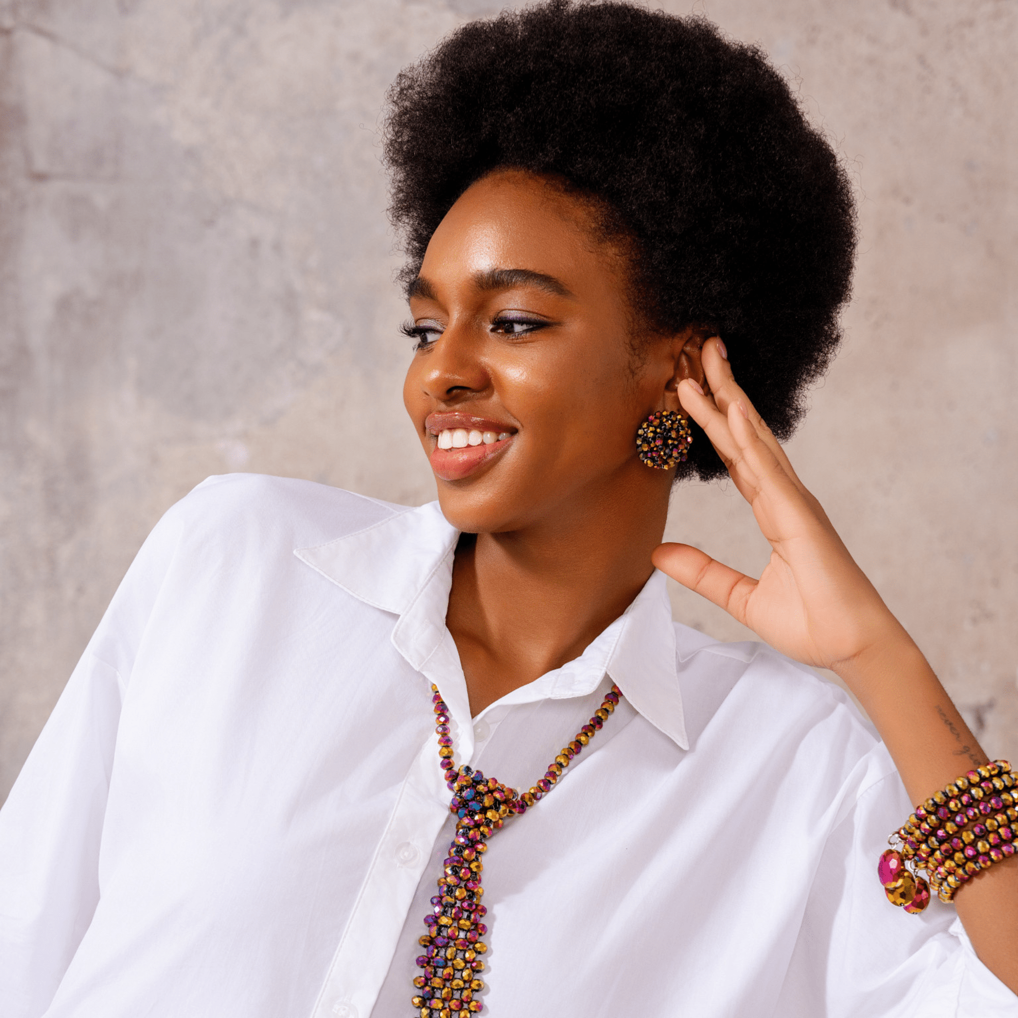 Malia Glass Sparkler Studs - Rose Cherry Gold,Earrings, Sassy Jones,