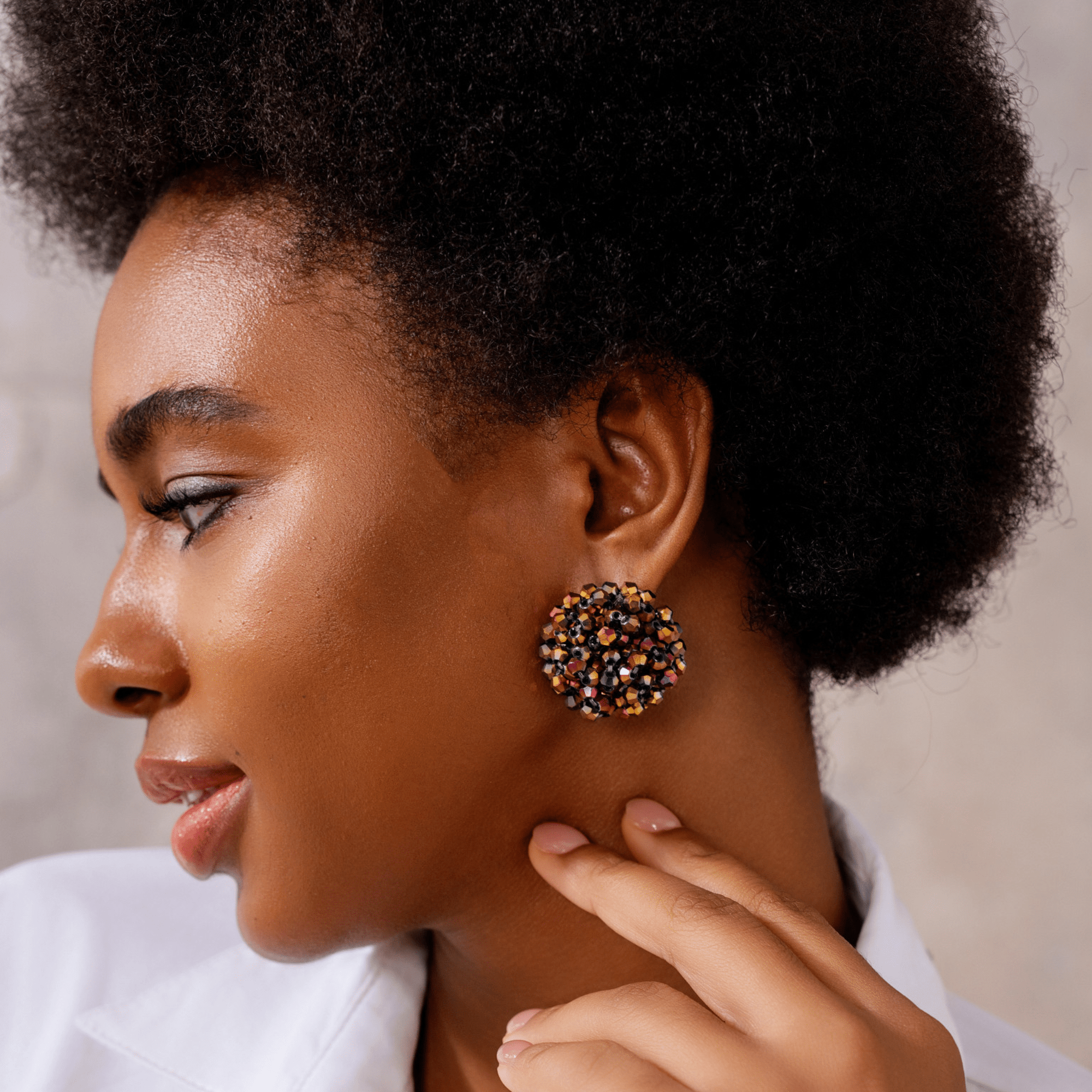 Malia Glass Sparkler Studs - Rose Cherry Gold,Earrings, Sassy Jones,