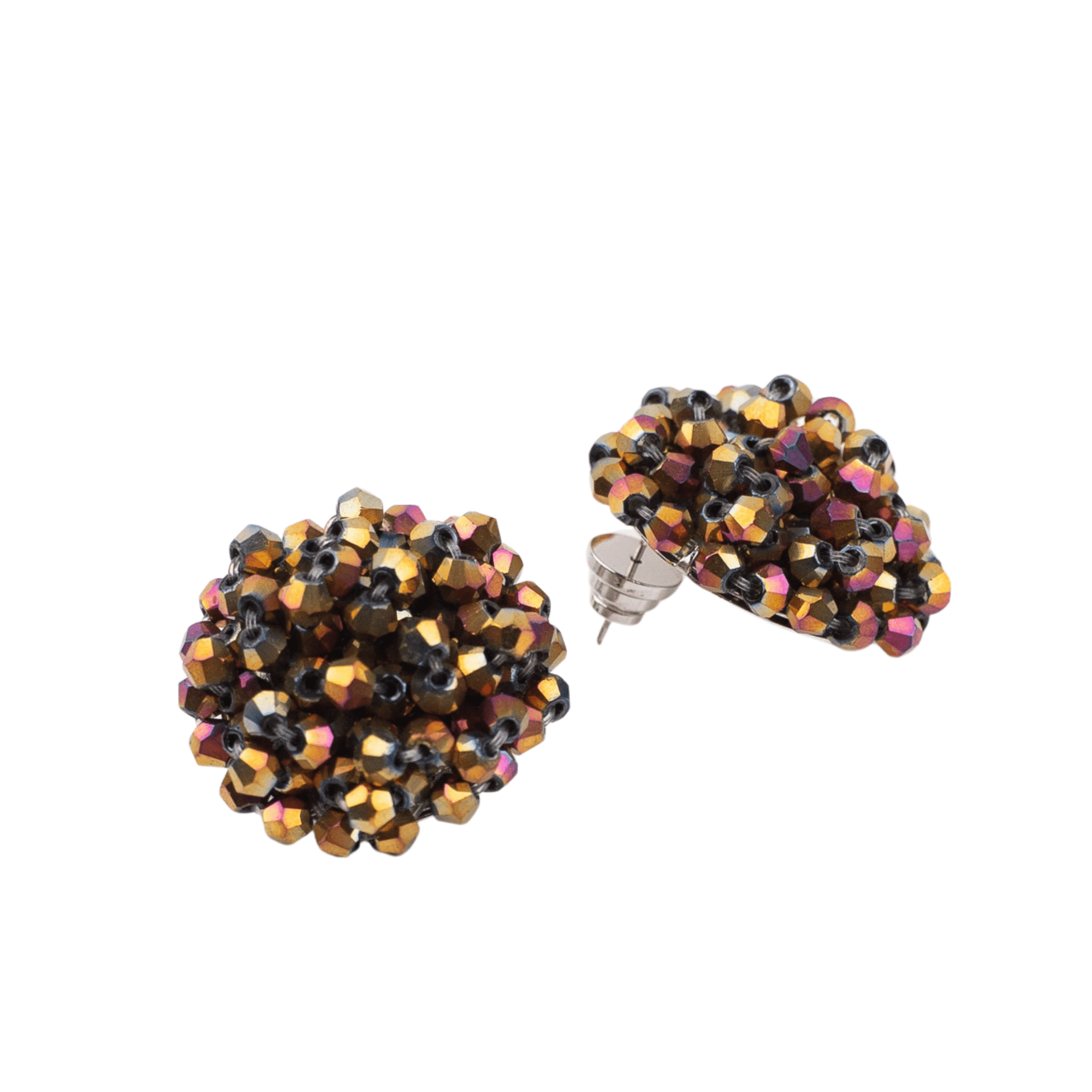 Malia Glass Sparkler Studs - Rose Cherry Gold,Earrings, Sassy Jones,