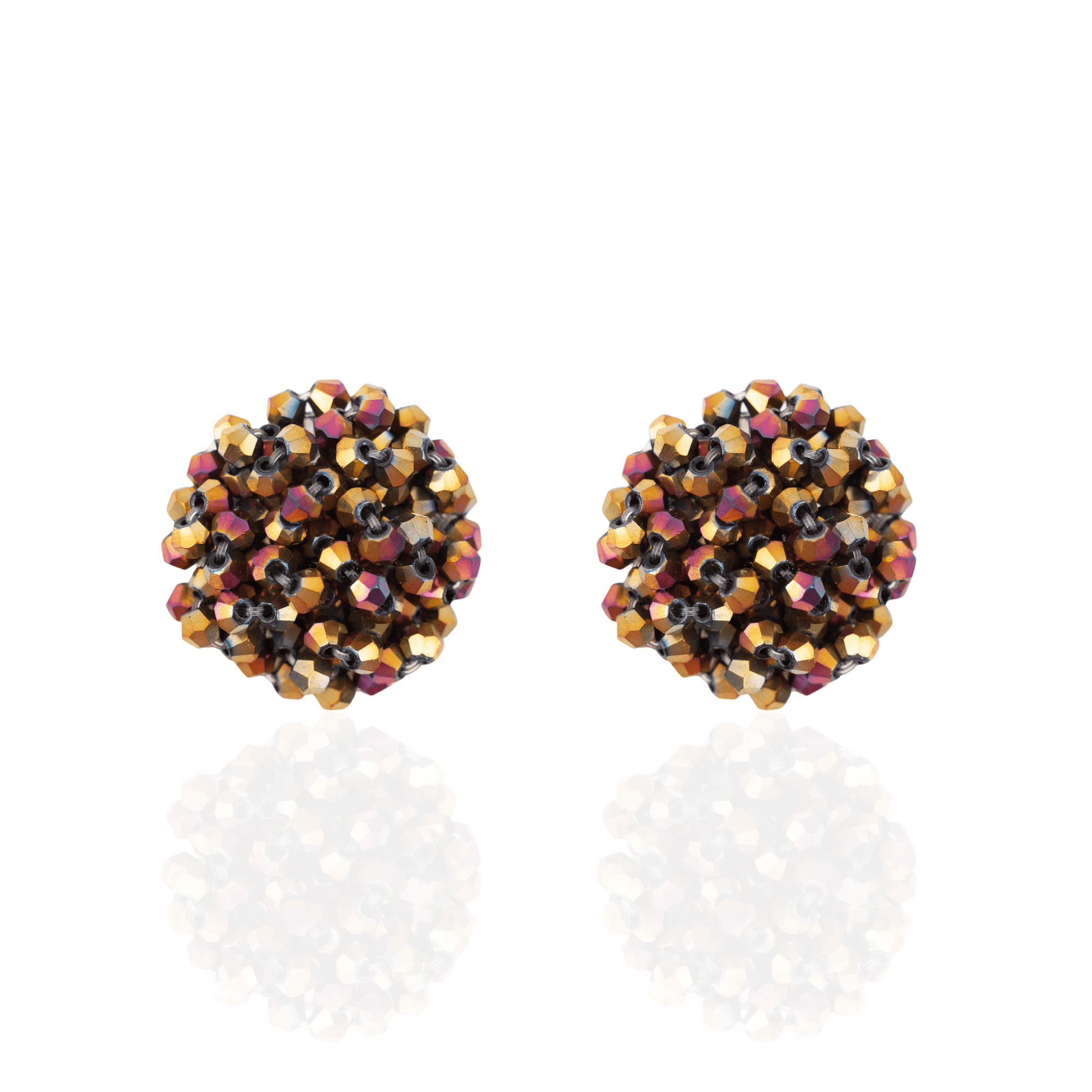 Malia Glass Sparkler Studs - Rose Cherry Gold,Earrings, Sassy Jones,