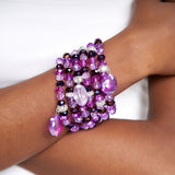 Malia Glass Stretch Bracelet Stack - Grape