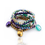Malia Glass Stretch Bracelet Stack - Peacock - Sassy Jones