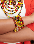 Malia Glass Stretch Bracelet Stack - Rasta,Bracelets, Sassy Jones,