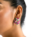 Malia glass bead earrings Cherry blossom earrings Glass bead earrings Sparkling earrings Multicolor bead earrings  Statement bead earrings Beaded statement earrings Colorful bead earrings