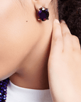 Malia Glass Studs - Dark Purple,Earrings, Sassy Jones,