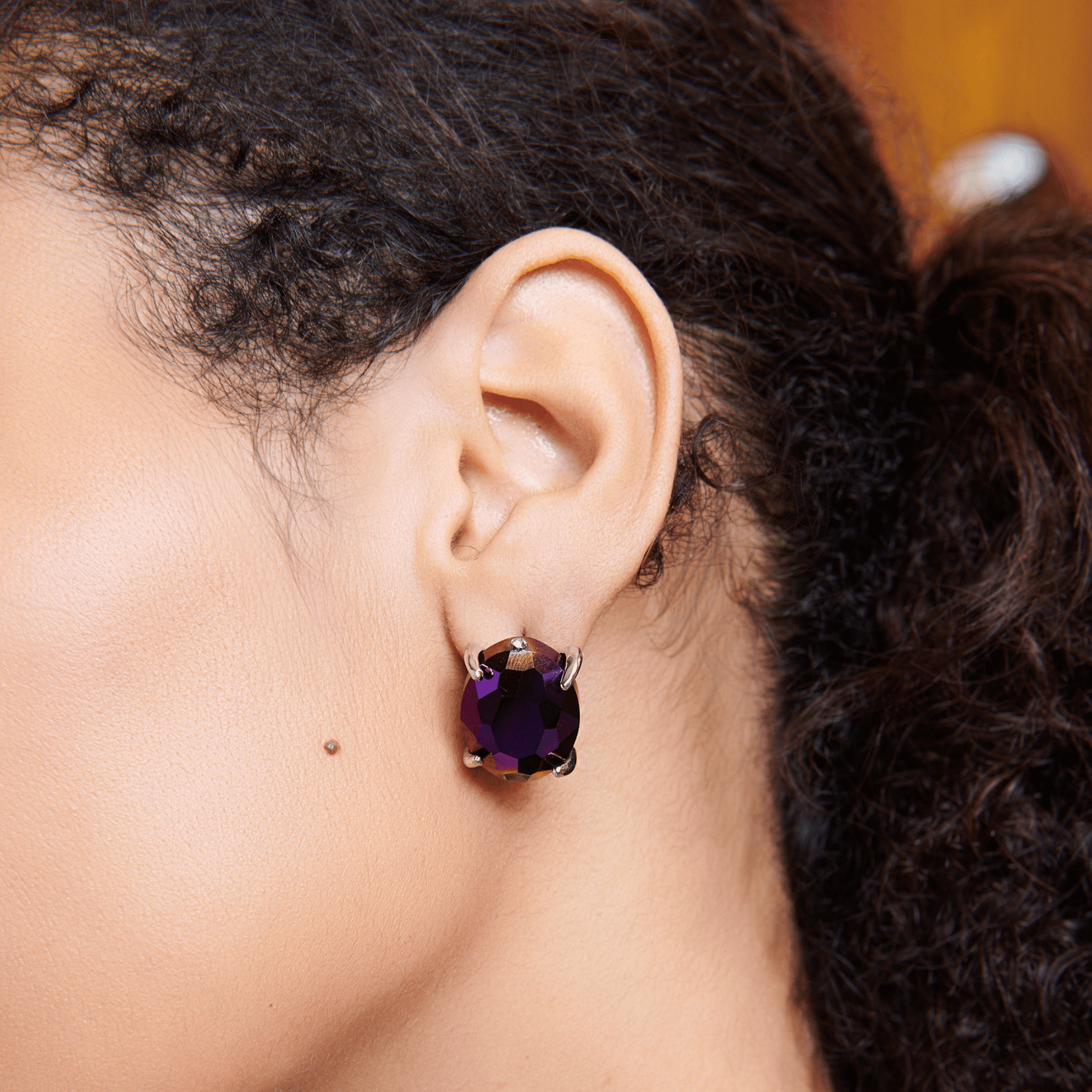 Malia Glass Studs - Dark Purple,Earrings, Sassy Jones,