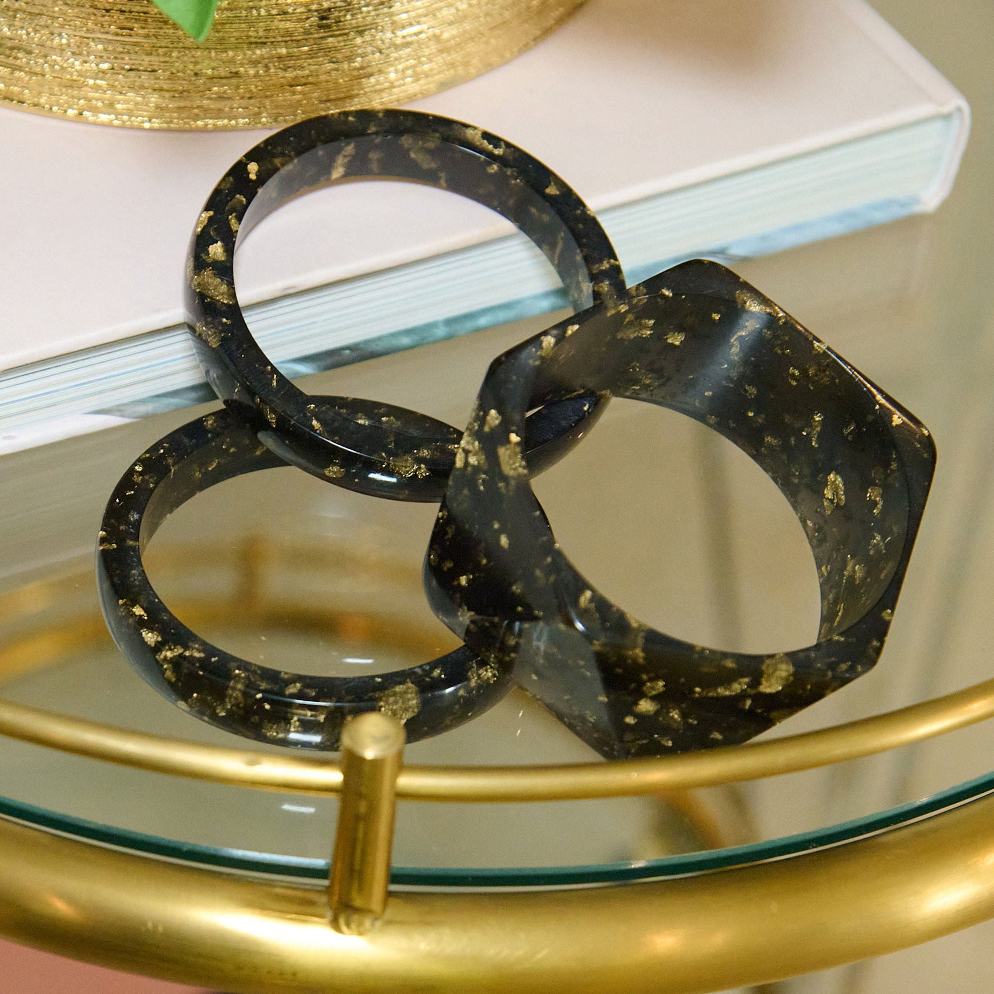 Malika Bangle - Black & Gold,Bracelets, Sassy Jones,