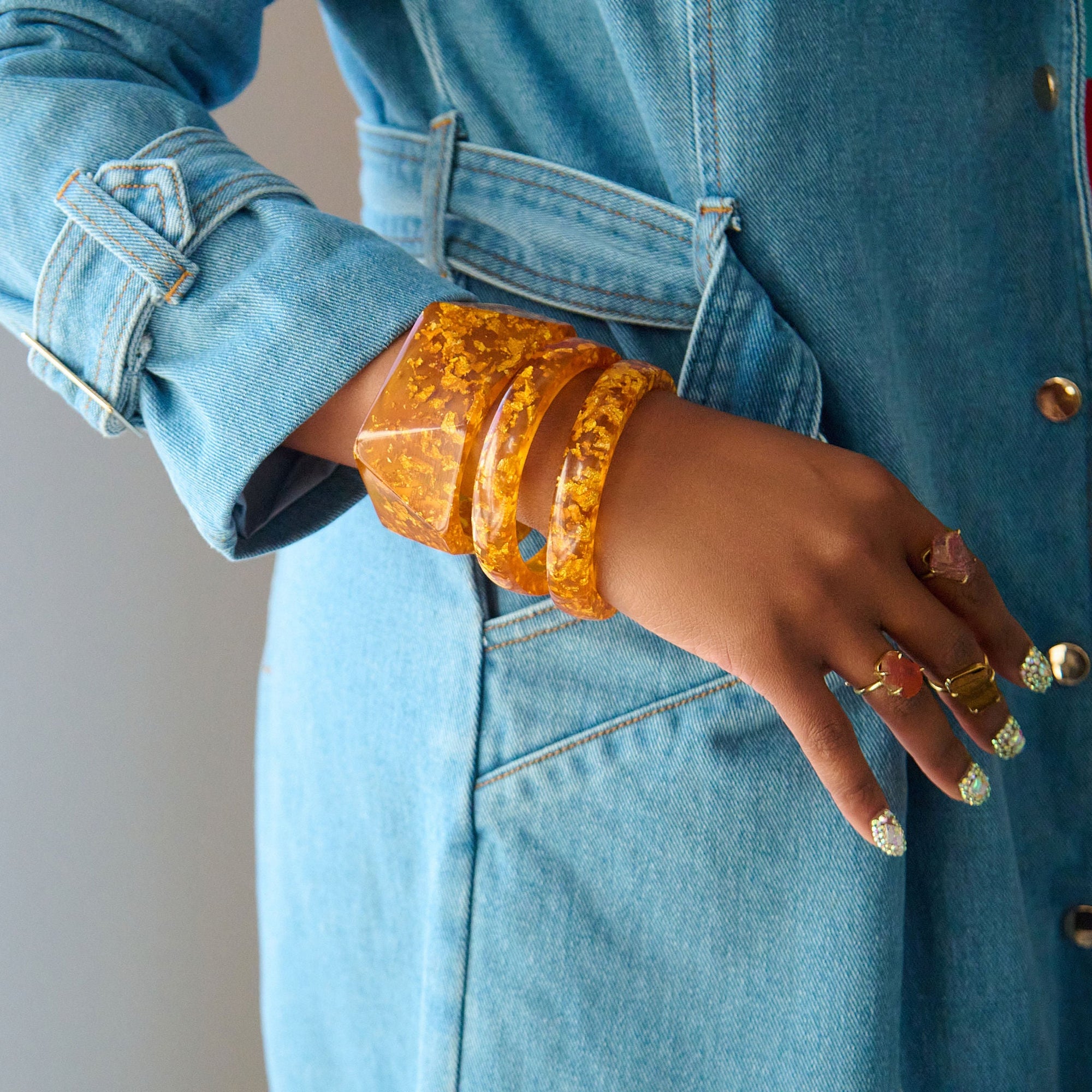 Malika Bangle - Orange,Bracelets, Sassy Jones,