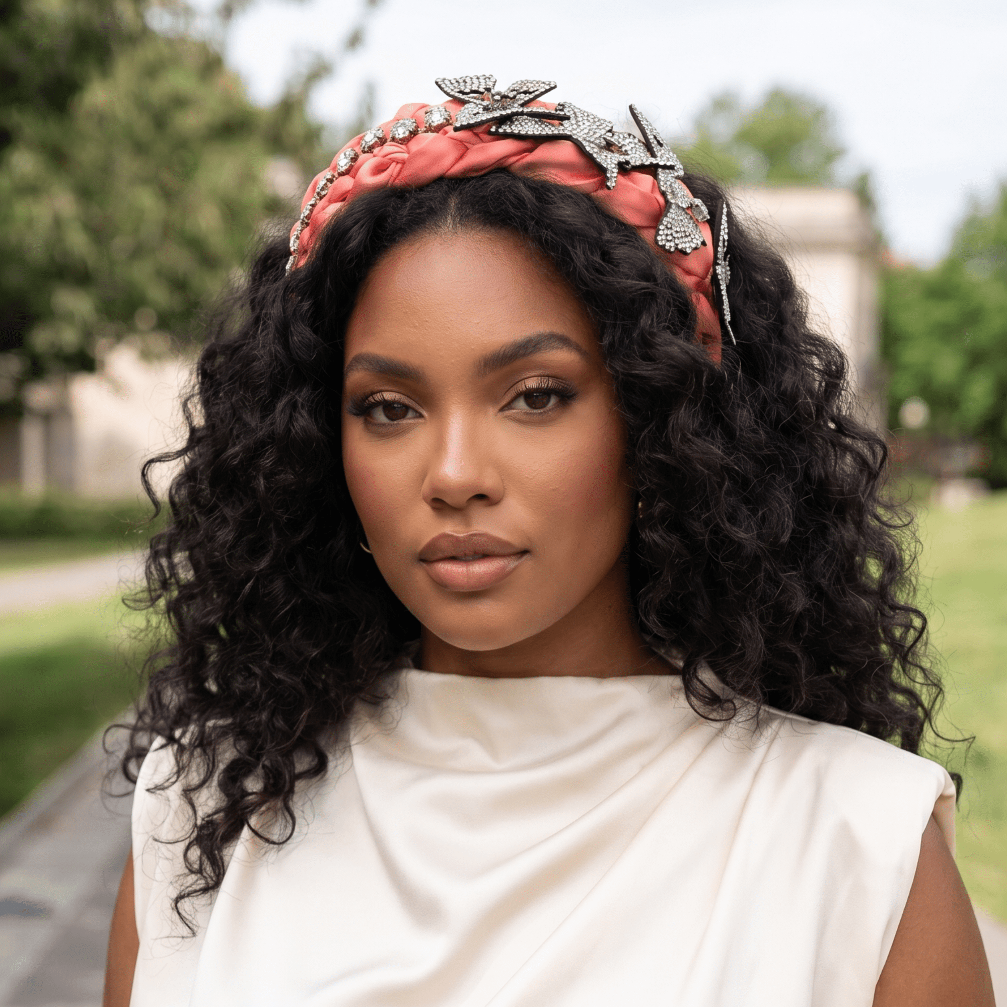 Mariposa Crystal Knot Headband - Pink,Headbands, Sassy Jones,