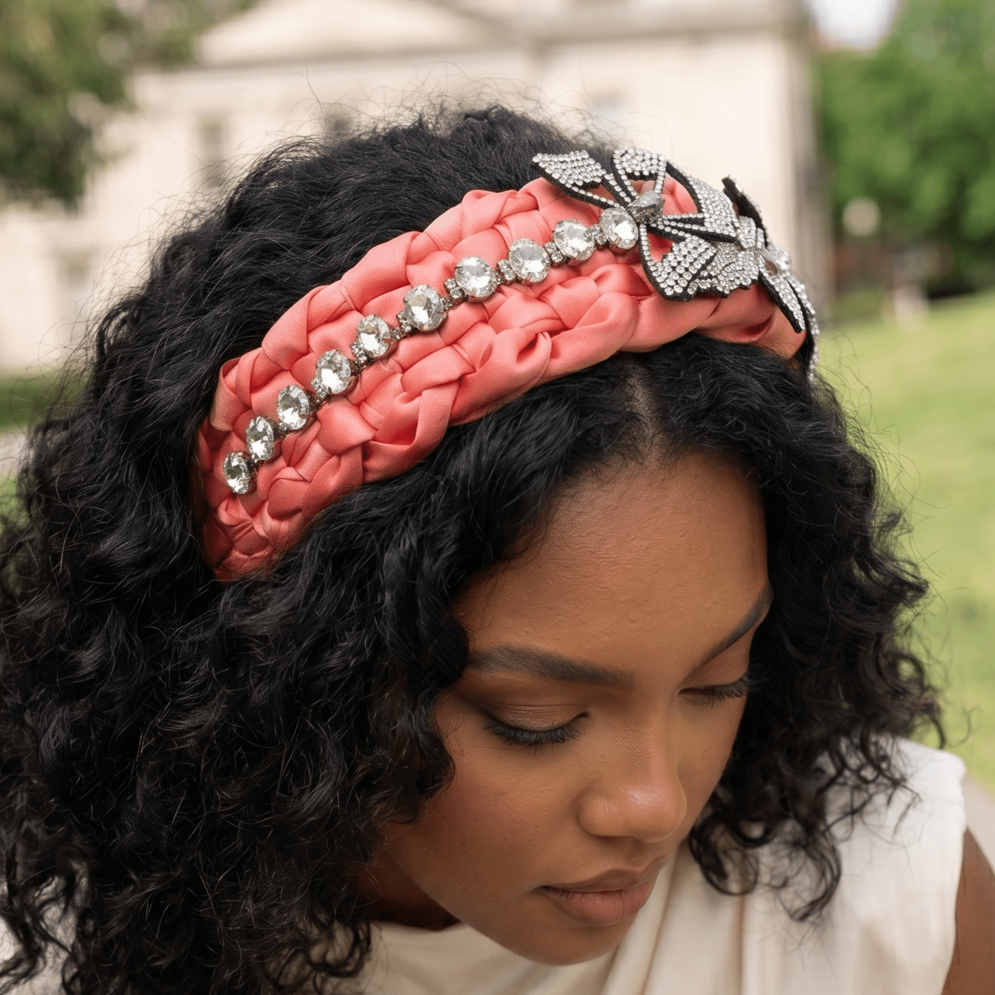 Mariposa Crystal Knot Headband - Pink,Headbands, Sassy Jones,
