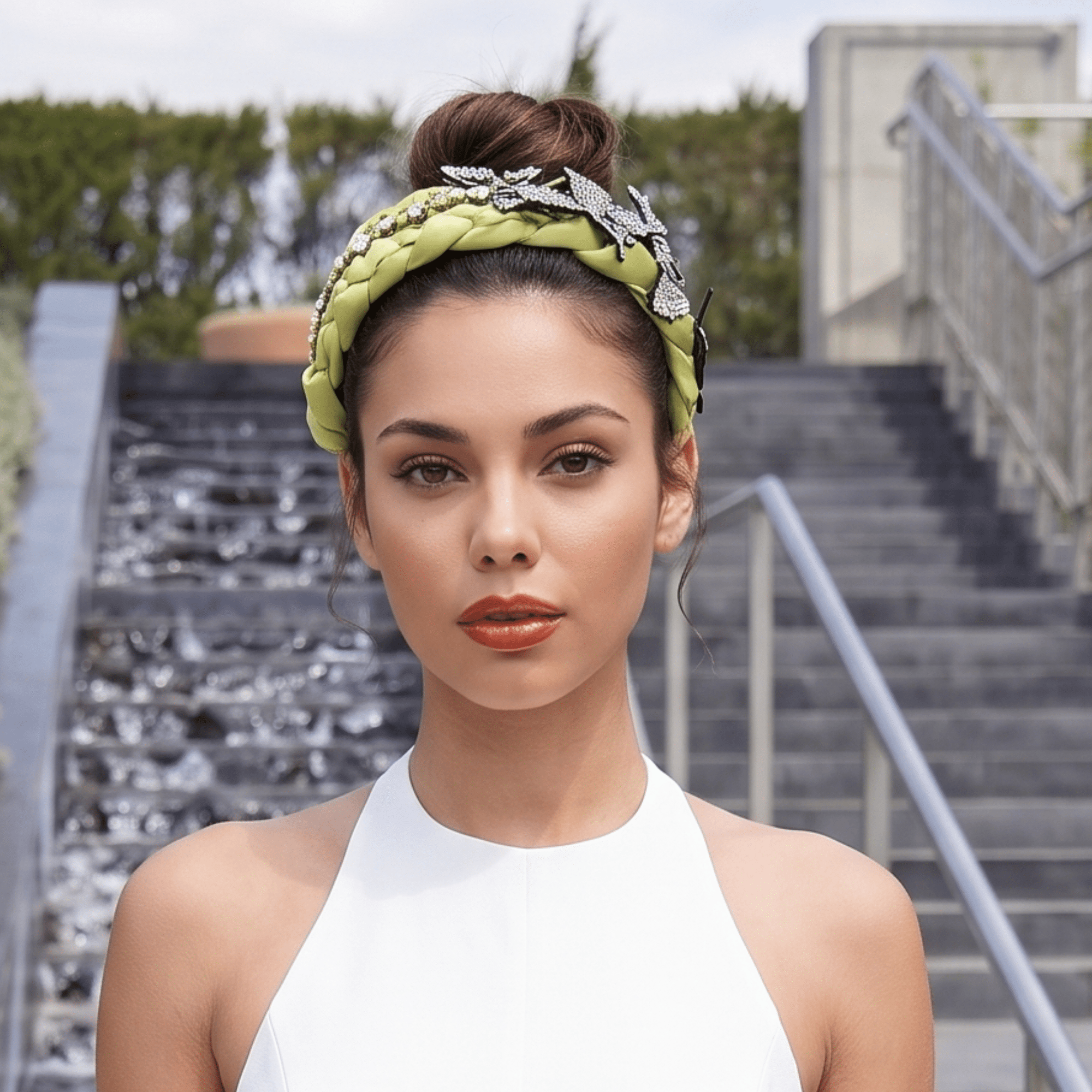 Mariposa Crystal Knot Headband - Yellow,Headbands, Sassy Jones,