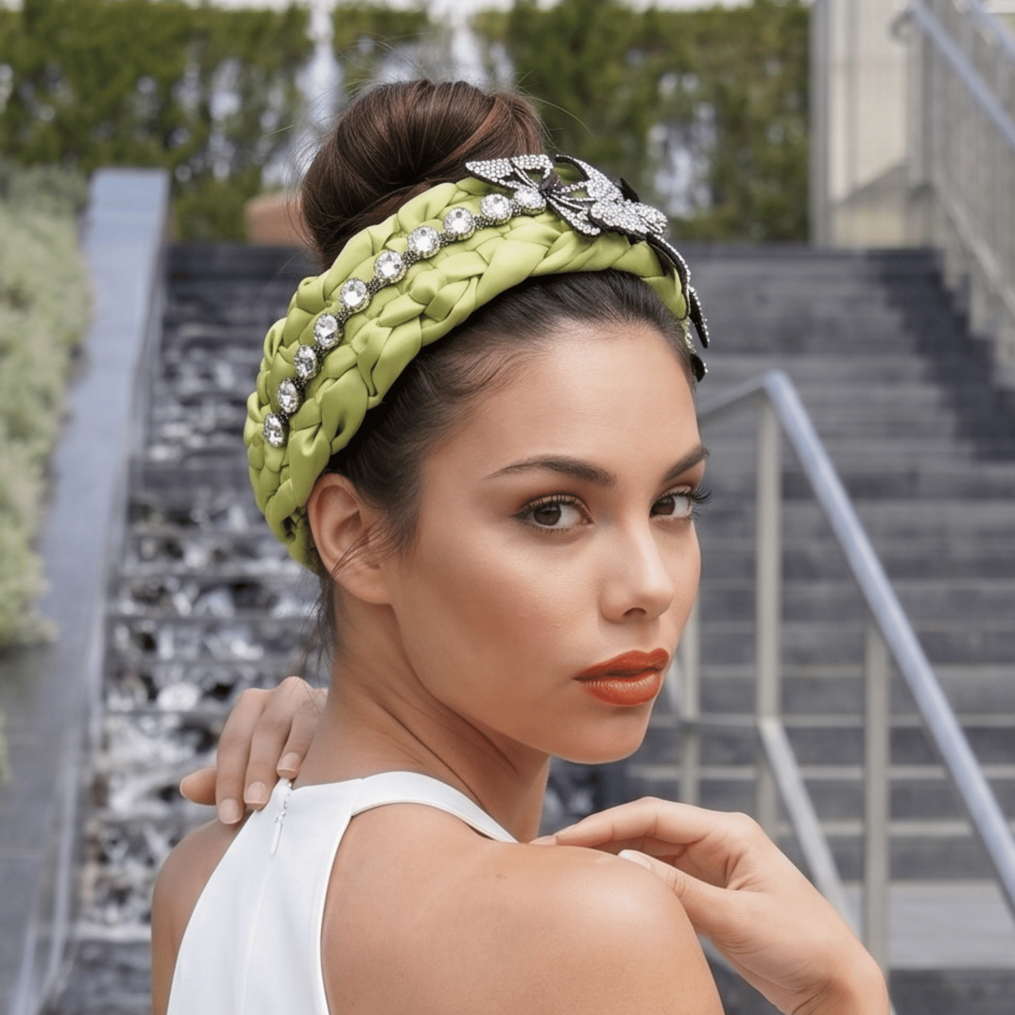 Mariposa Crystal Knot Headband - Yellow,Headbands, Sassy Jones,