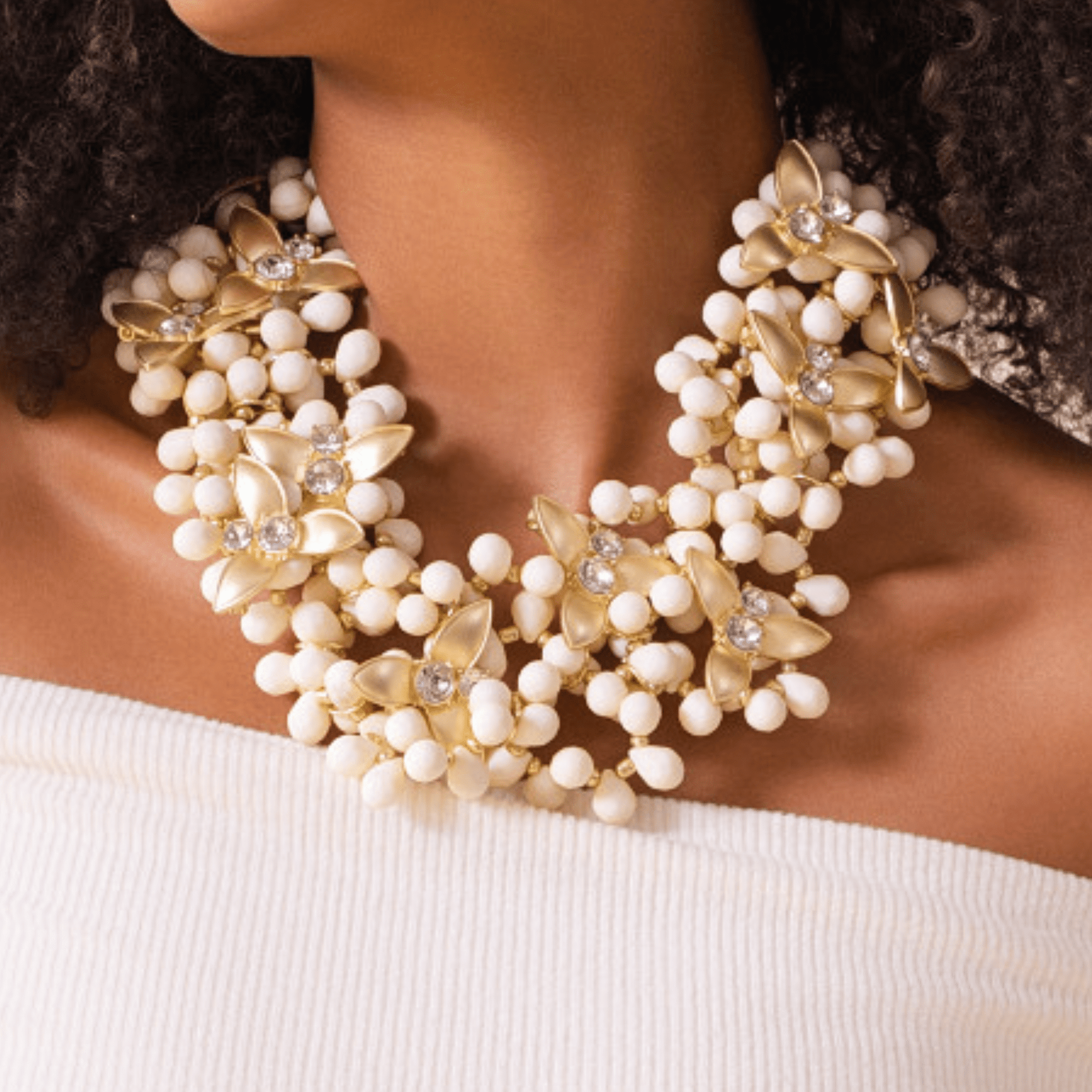 Mischa Honey Sparkle Brooch Bib,Necklaces, Sassy Jones,