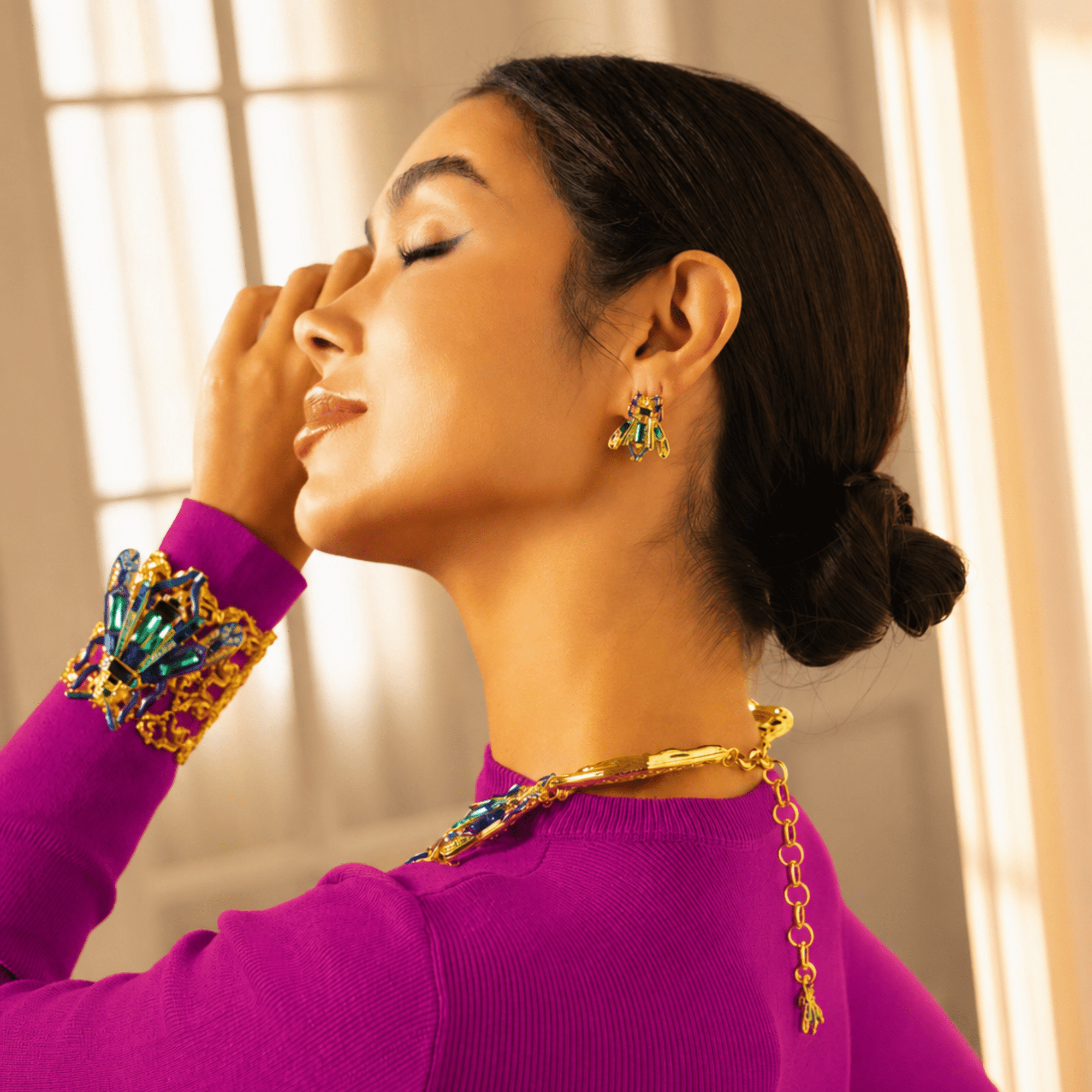 Miss Beasley Statement Earrings - Amethyst Crystal,Earrings, Sassy Jones,