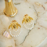 Miss Honeycomb Bee Dangles - Pearl