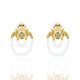 Miss Honeycomb Bee Dangles - Pearl