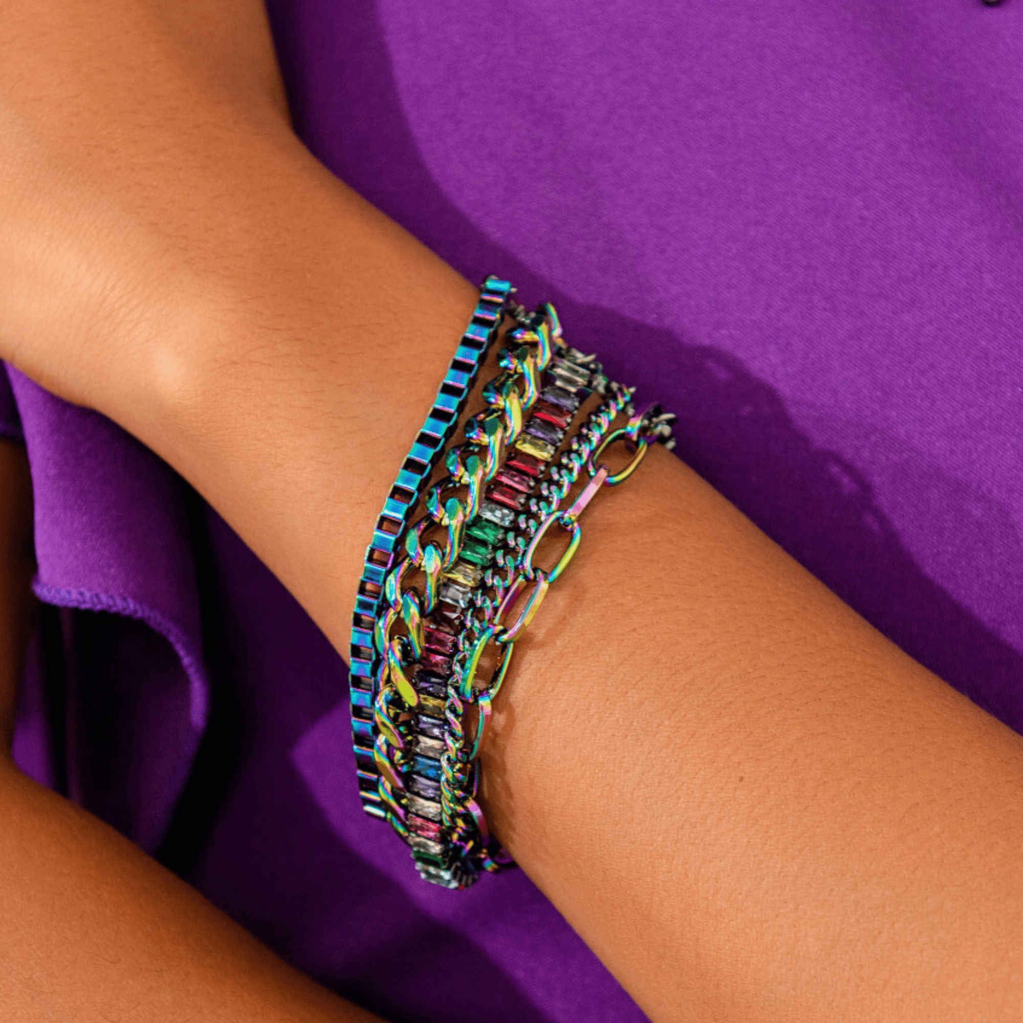 Miss Youniverse Bracelet - Rainbow Rhodium,Bracelets, Sassy Jones,